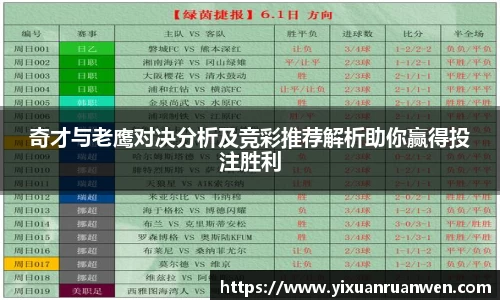 奇才与老鹰对决分析及竞彩推荐解析助你赢得投注胜利